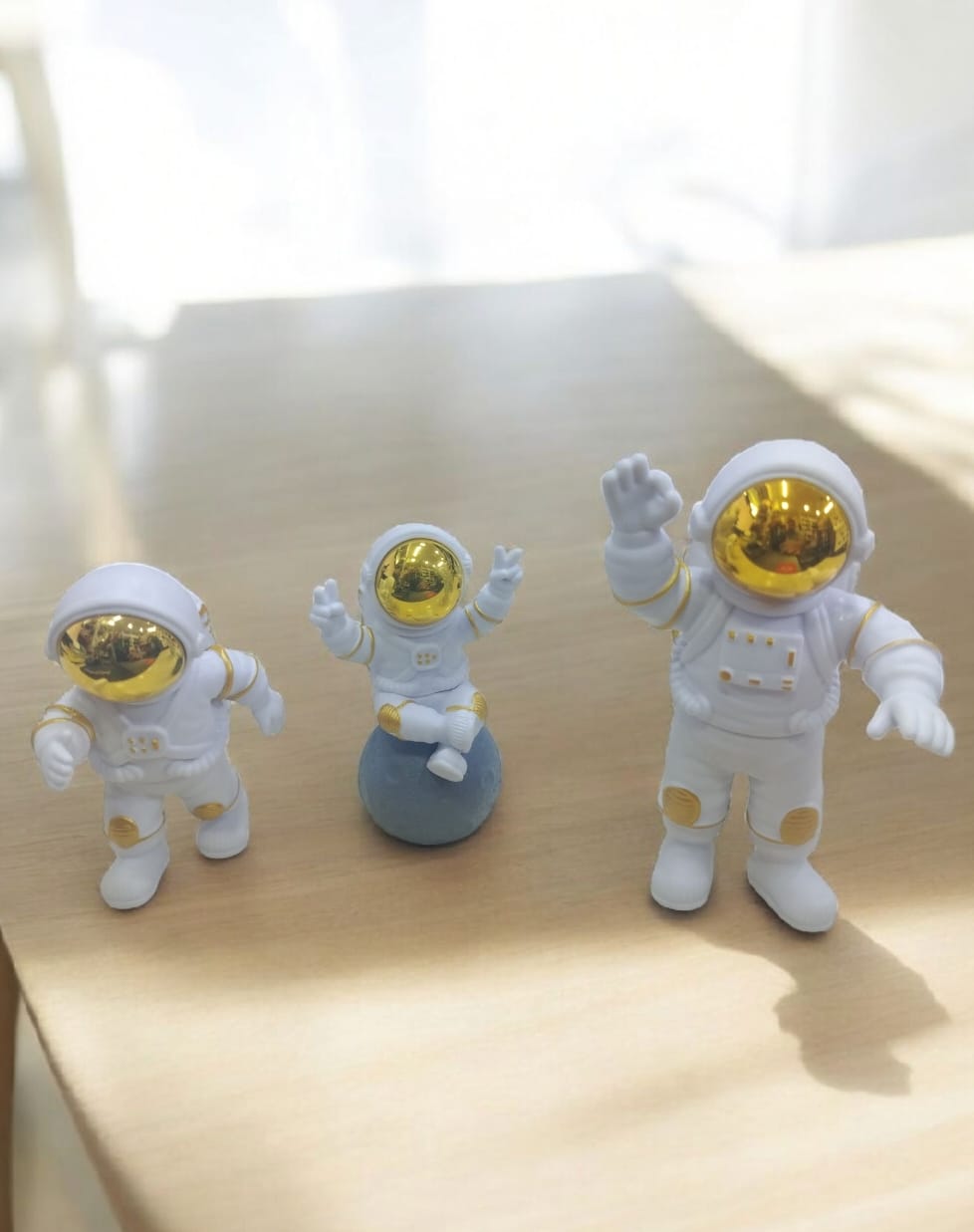 Golden face Astronaut Trio Showpiece – Space Explorer Décor