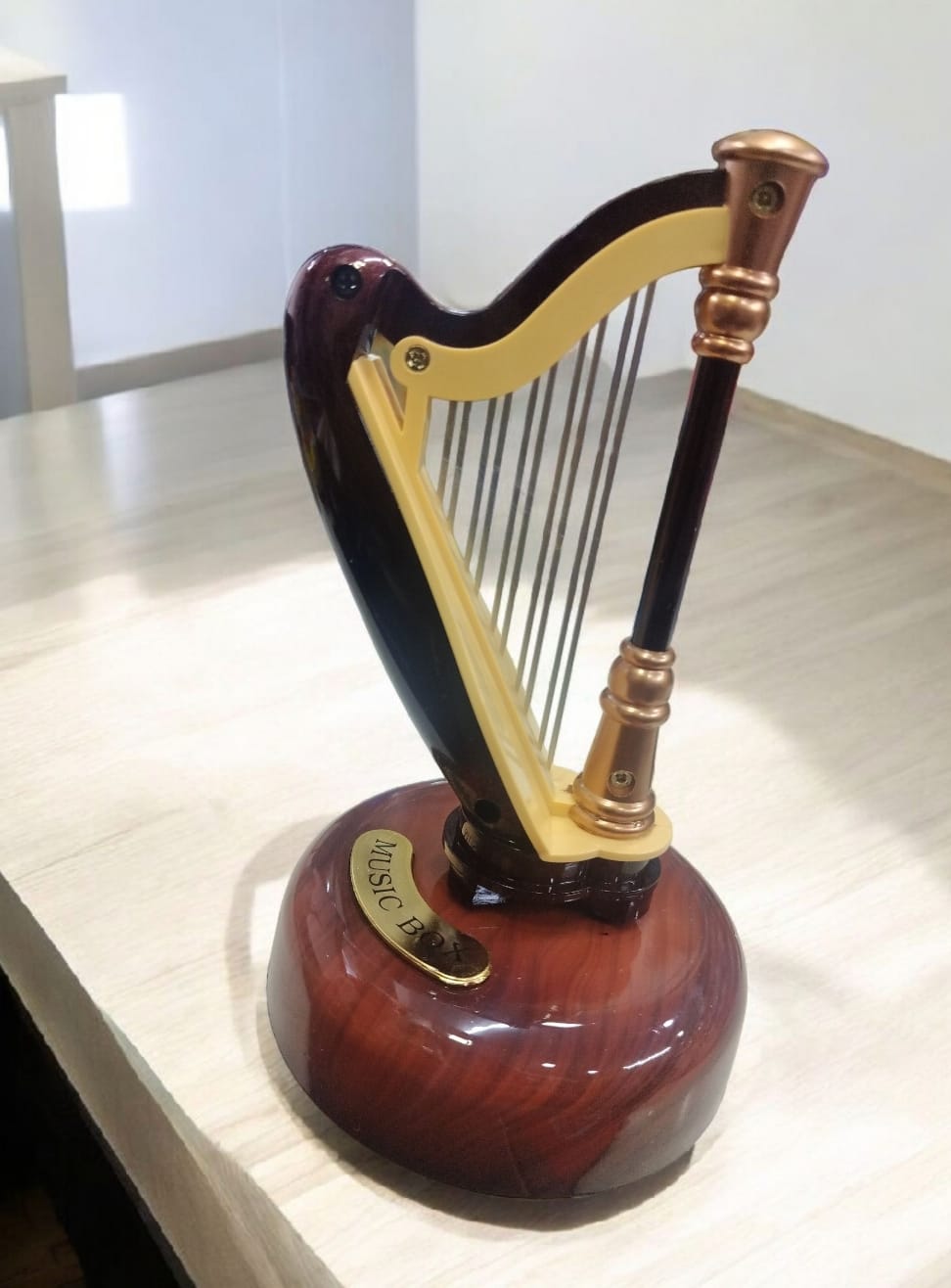 harp model music box show piece