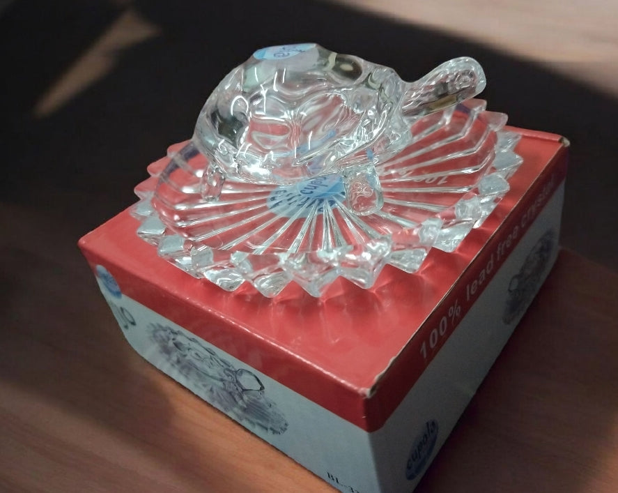 Glass tortoise with plate 4 inch