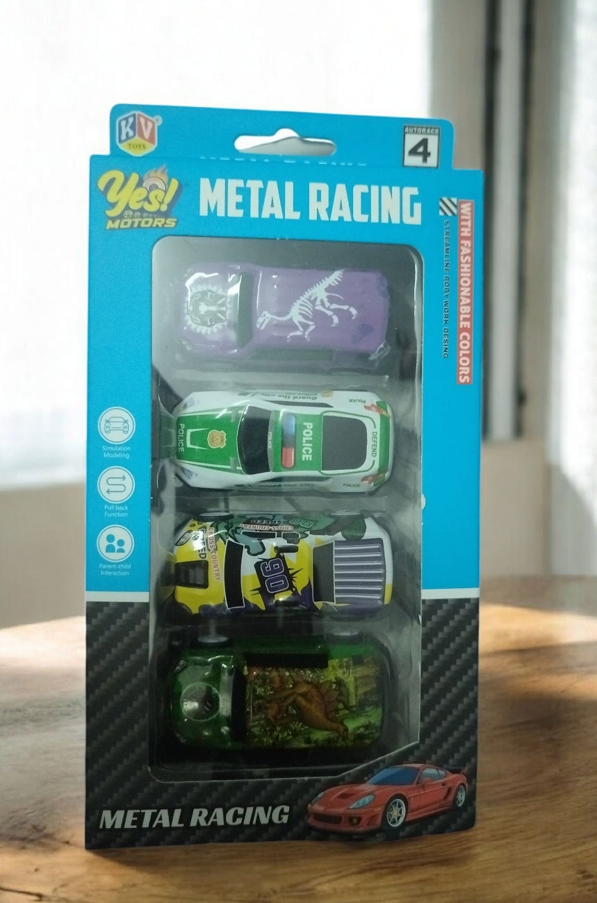Metal car pull back 4 piece mix design