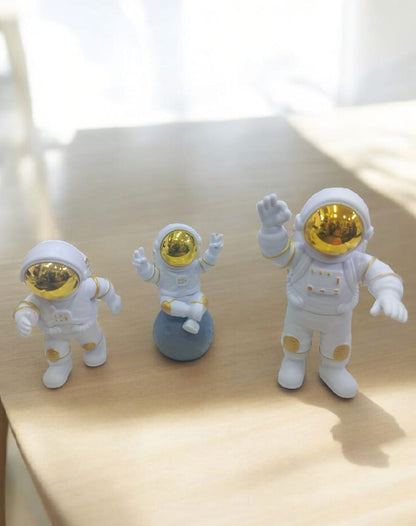 Golden face Astronaut Trio Showpiece – Space Explorer Décor