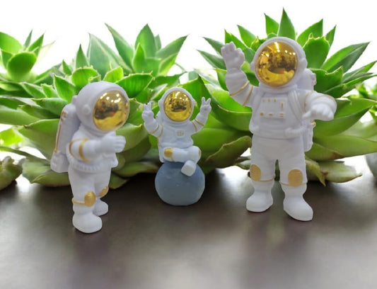Golden face Astronaut Trio Showpiece – Space Explorer Décor