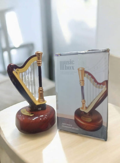 harp model music box show piece