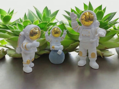 Golden face Astronaut Trio Showpiece – Space Explorer Décor