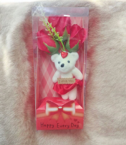 Gift small teddy with rose 8 inches
